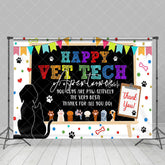 Aperturee - Aperturee Colorful Paw Print Happy Vet Tech Thank You Backdrop